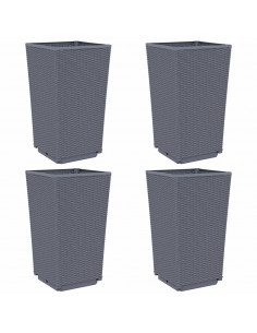 Fioriere da Giardino 4 pz Grigie 32,5x32,5x57 cm in PP 2