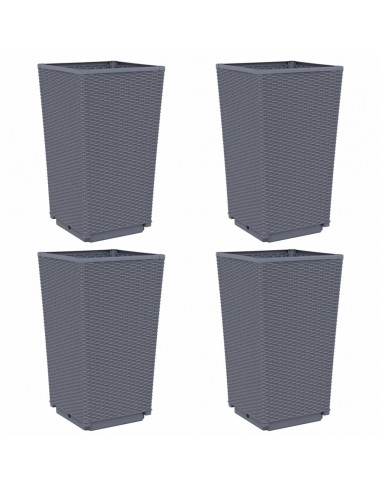 Fioriere da Giardino 4 pz Grigie 32,5x32,5x57 cm in PP