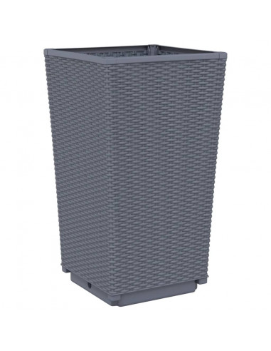 Fioriere da Giardino 4 pz Grigie 32,5x32,5x57 cm in PP