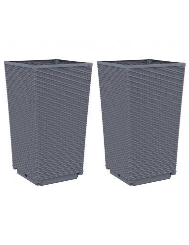 Fioriere da Giardino 2 pz Grigie 32,5x32,5x57 cm in PP