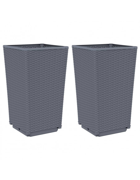 Fioriere da Giardino 2 pz Grigie 32,5x32,5x57 cm in PP