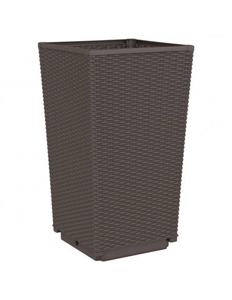 Fioriere da Giardino 2 pz Marrone 32,5x32,5x57 cm in PP