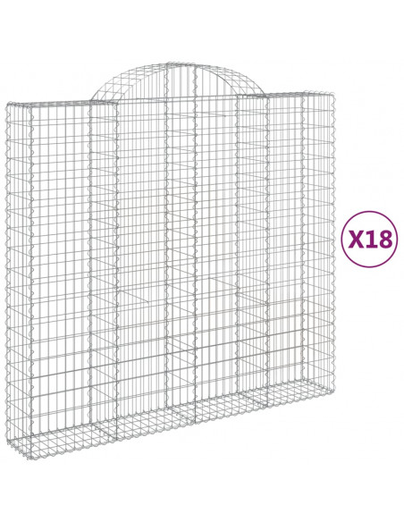 Cesti Gabbioni ad Arco 18 pz 200x50x180/200 cm Ferro Zincato