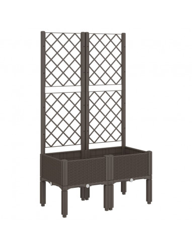 Fioriera da Giardino con Traliccio Marrone 80x40x142 cm in PP