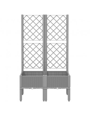 Fioriera da Giardino con Graticcio Grigio Chiaro 80x40x142cm PP