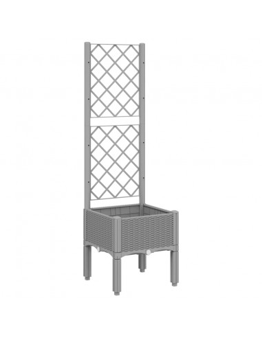 Fioriera da Giardino con Graticcio Grigio Chiaro 40x40x142cm PP