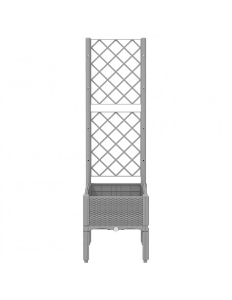 Fioriera da Giardino con Graticcio Grigio Chiaro 40x40x142cm PP