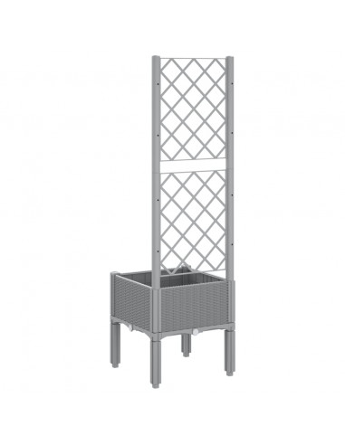 Fioriera da Giardino con Graticcio Grigio Chiaro 40x40x142cm PP