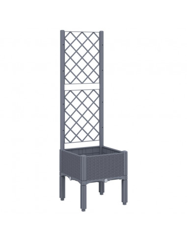 Fioriera da Giardino con Traliccio Grigia 40x40x142 cm in PP