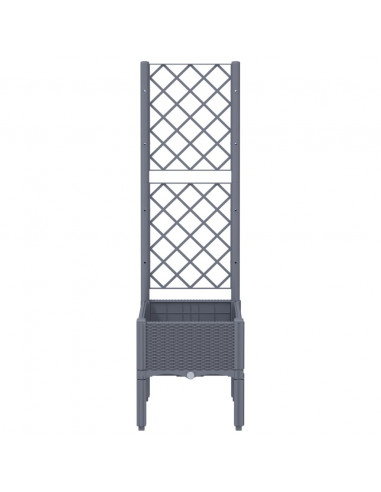 Fioriera da Giardino con Traliccio Grigia 40x40x142 cm in PP