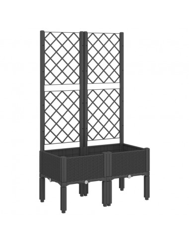 Fioriera da Giardino con Traliccio Nera 80x40x142 cm in PP