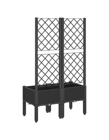 Fioriera da Giardino con Traliccio Nera 80x40x142 cm in PP