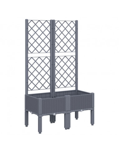 Fioriera da Giardino con Traliccio Grigia 80x40x142 cm in PP