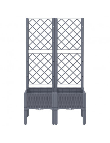 Fioriera da Giardino con Traliccio Grigia 80x40x142 cm in PP