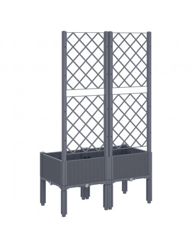 Fioriera da Giardino con Traliccio Grigia 80x40x142 cm in PP