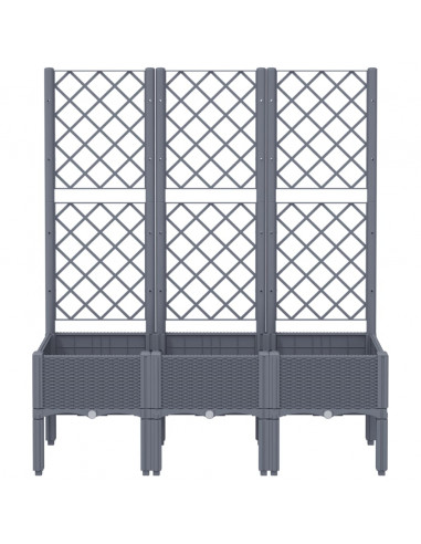 Fioriera da Giardino con Traliccio Grigia 120x40x142 cm in PP