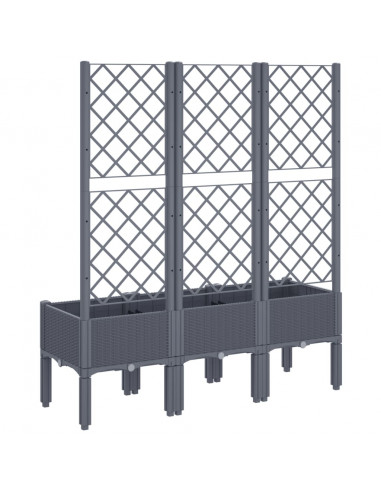 Fioriera da Giardino con Traliccio Grigia 120x40x142 cm in PP