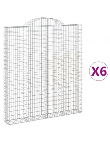Cesti Gabbioni ad Arco 6 pz 200x30x220/240 cm Ferro Zincato