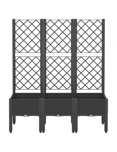 Fioriera da Giardino con Traliccio Nera 120x40x142 cm in PP