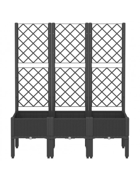 Fioriera da Giardino con Traliccio Nera 120x40x142 cm in PP