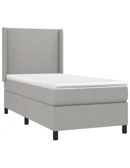 Giroletto a Molle con Materasso Grigio Chiaro 90x190 cm Tessuto