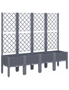 Fioriera da Giardino con Traliccio Grigia 160x40x142 cm in PP 2