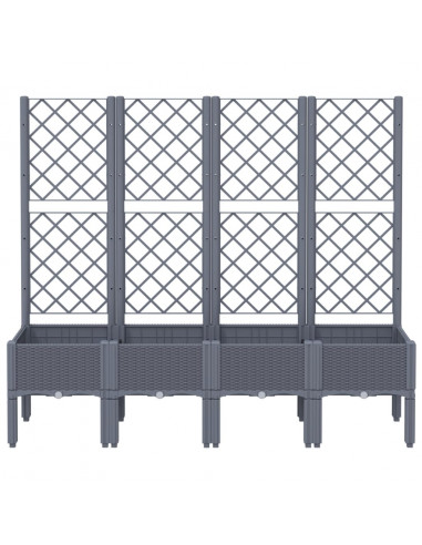 Fioriera da Giardino con Traliccio Grigia 160x40x142 cm in PP