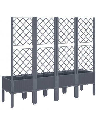 Fioriera da Giardino con Traliccio Grigia 160x40x142 cm in PP