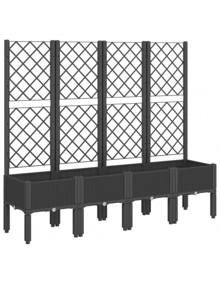 Fioriera da Giardino con Traliccio Nera 160x40x142 cm in PP