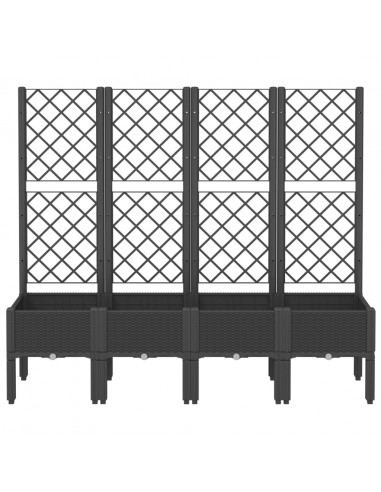 Fioriera da Giardino con Traliccio Nera 160x40x142 cm in PP