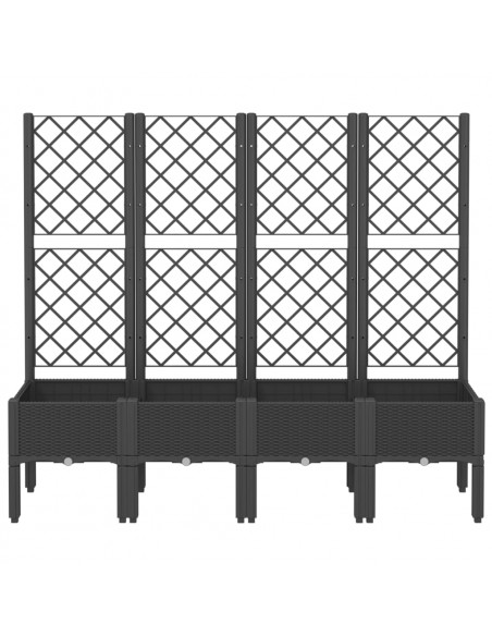 Fioriera da Giardino con Traliccio Nera 160x40x142 cm in PP