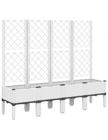 Fioriera da Giardino con Traliccio Bianco 160x40x142 cm in PP