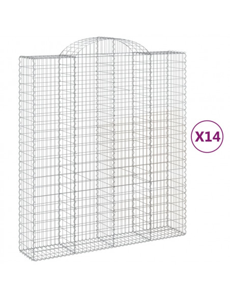 Cesti Gabbioni ad Arco 14 pz 200x50x220/240 cm Ferro Zincato