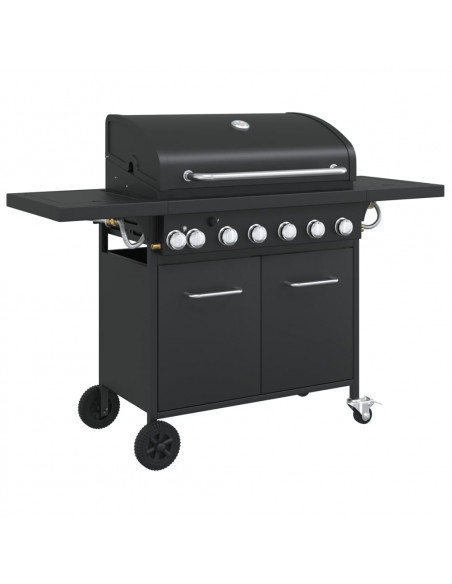 Griglia Barbecue a Gas con 7 Bruciatori Nero in Acciaio