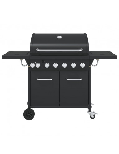 Griglia Barbecue a Gas con 7 Bruciatori Nero in Acciaio