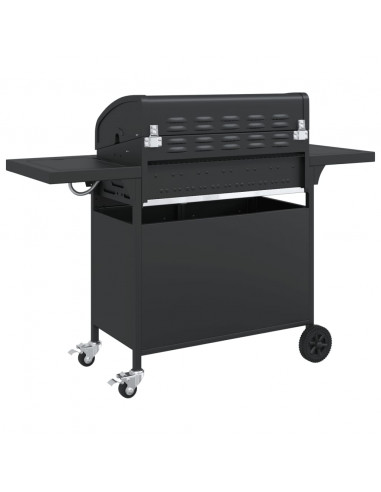 Griglia Barbecue a Gas con 7 Bruciatori Nero in Acciaio