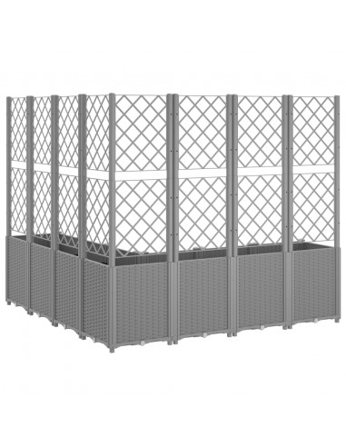 Fioriera Giardino con Traliccio Grigio Chiaro 160x160x140 cm PP