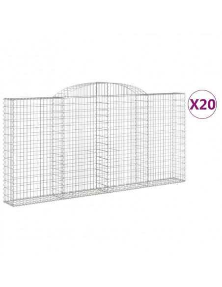 Cesti Gabbioni ad Arco 20 pz 300x30x140/160 cm Ferro Zincato