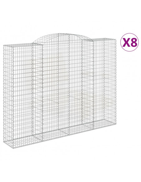 Cesti Gabbioni ad Arco 8 pz 300x50x220/240 cm Ferro Zincato