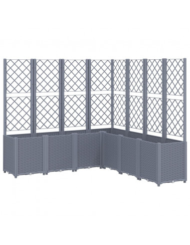 Fioriera da Giardino con Traliccio Grigia 160x160x140 cm in PP