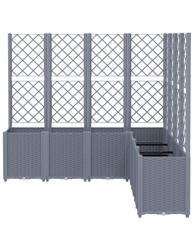 Fioriera da Giardino con Traliccio Grigia 160x160x140 cm in PP