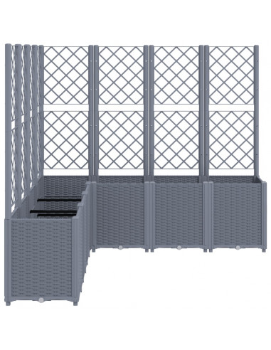 Fioriera da Giardino con Traliccio Grigia 160x160x140 cm in PP