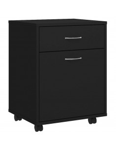 Mobiletto con Rotelle Nero 45x38x54cm in Legno Multistrato 2