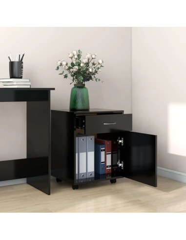 Mobiletto con Rotelle Nero 45x38x54cm in Legno Multistrato
