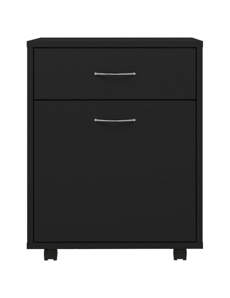 Mobiletto con Rotelle Nero 45x38x54cm in Legno Multistrato