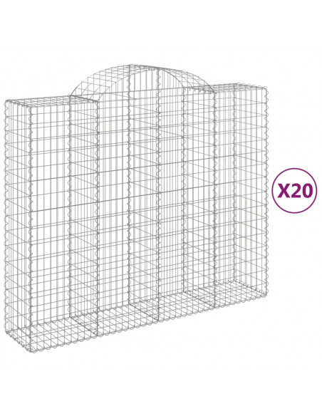 Cesti Gabbioni ad Arco 20 pz 200x50x160/180 cm Ferro Zincato