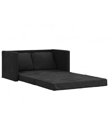 Divano Letto da Terra 2 in 1 Nero 122x204x55 cm Velluto