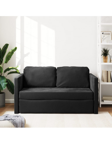 Divano Letto da Terra 2 in 1 Nero 122x204x55 cm Velluto