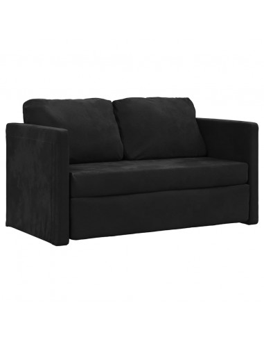 Divano Letto da Terra 2 in 1 Nero 122x204x55 cm Velluto