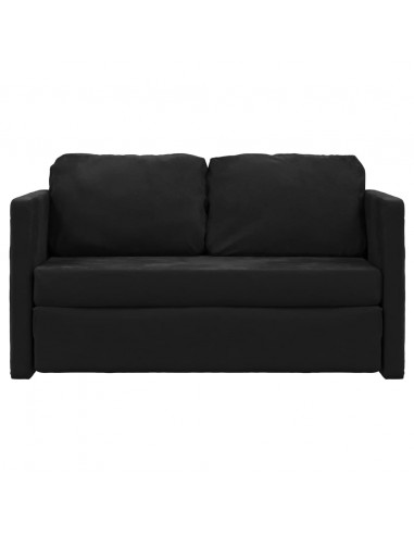 Divano Letto da Terra 2 in 1 Nero 122x204x55 cm Velluto